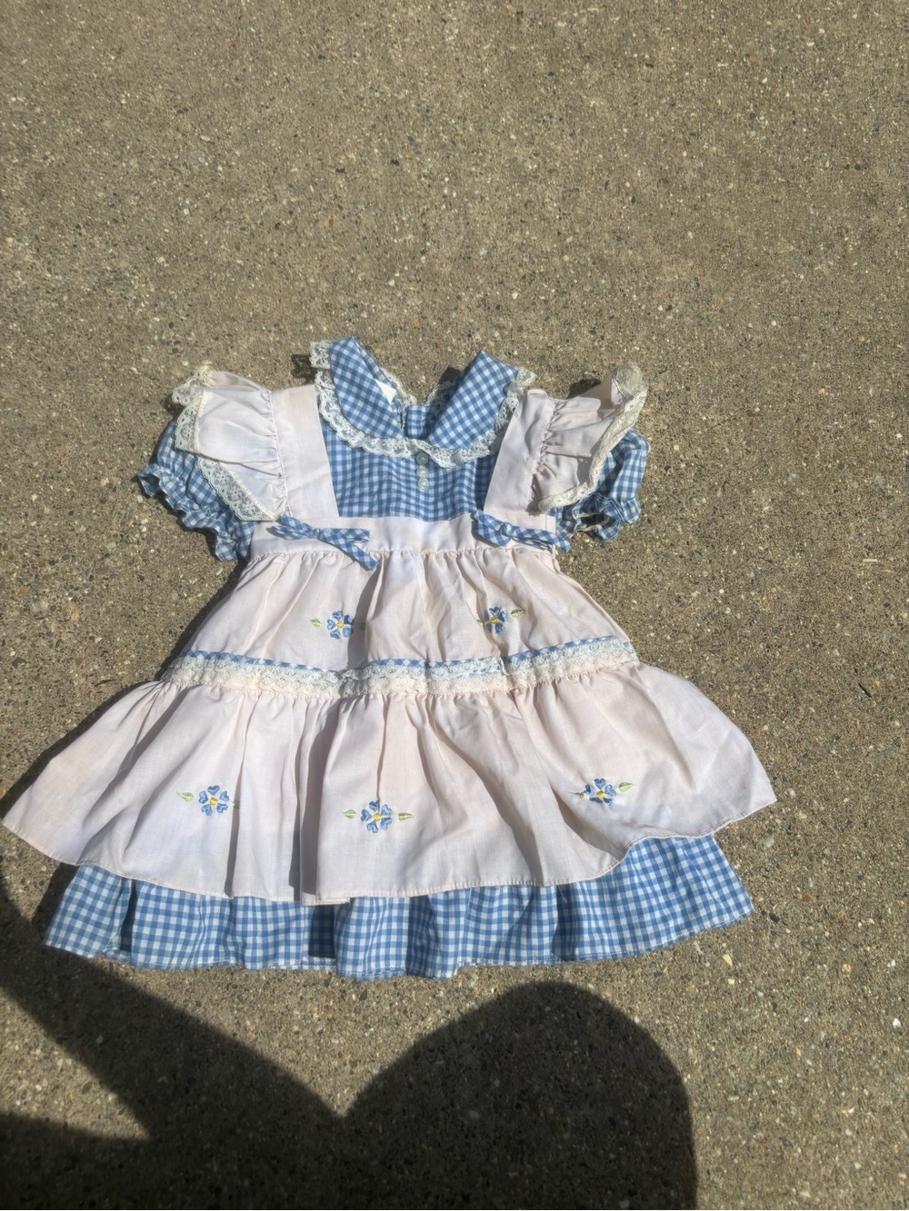 Vintage Blue Gingham Embroidered Prairie Dress 2T-3T